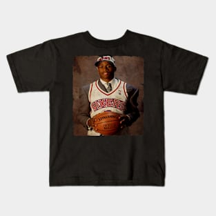 Young Allen Iverson in Sixers Vintage Kids T-Shirt